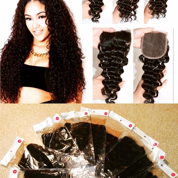 20” 4X4 Brazilian Human Hair Deep Wave 3 Part Lace Closure - Picture 4 of 4